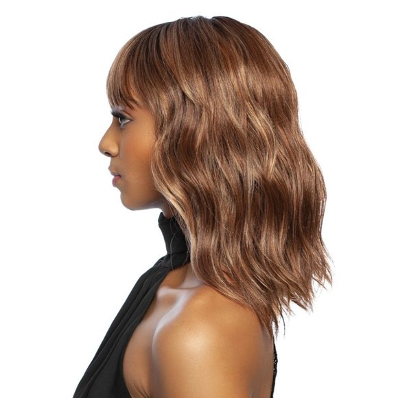 ML106 Lela Mane Concept Full Wig Melanin Queen 100% Human Hair Blend with Bangs - Picture 3 of 5